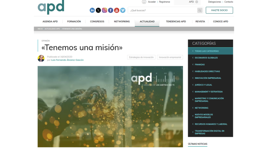 «Tenemos una misión», Luis Fernando Álvarez-Gascón (APD)