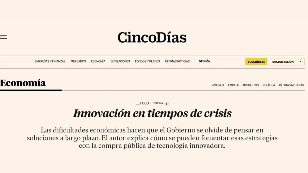 Innovación en tiempos de crisis, Antonio de Carvajal Salido (Cinco Días)