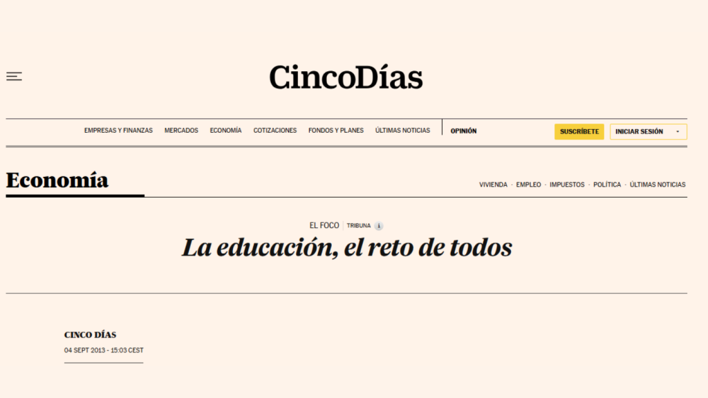 La Educación, el reto de todos, José Luis Angoso (Cinco Días)