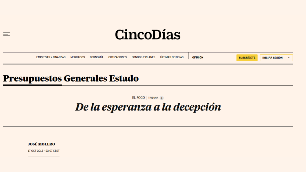 De la esperanza a la decepción, José Molero (Cinco Días)