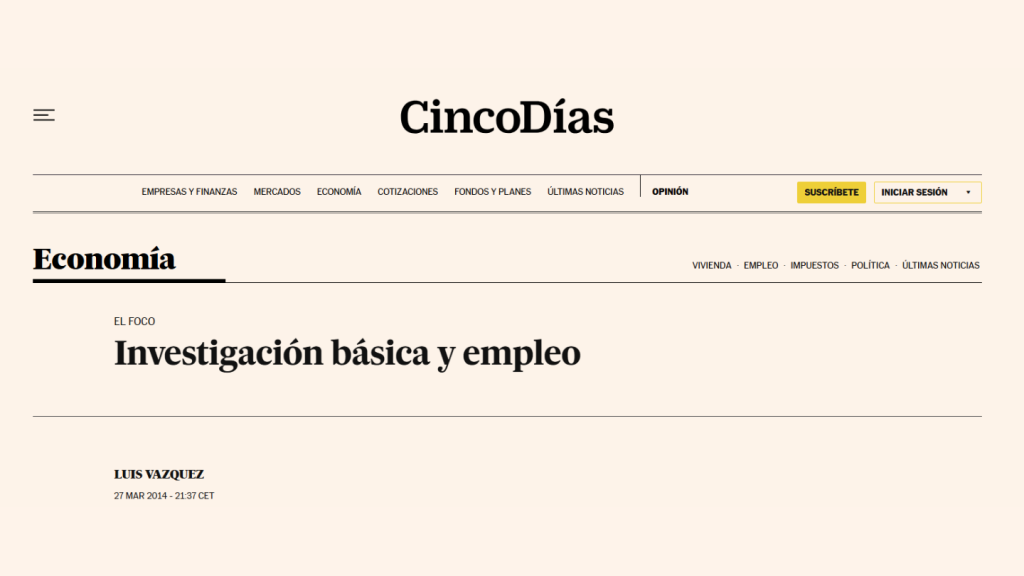 Investigación básica y empleo, Luis Vázquez (Cinco Días)