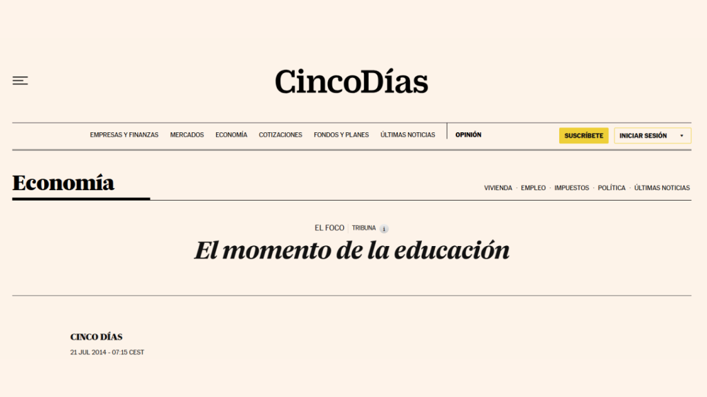 El momento de la educación, Alfonso González Hermoso de Mendoza (Cinco Días)