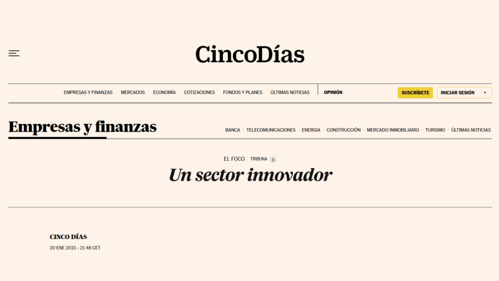 Un sector innovador, Jorge Jordana y José Molero (Cinco Días)
