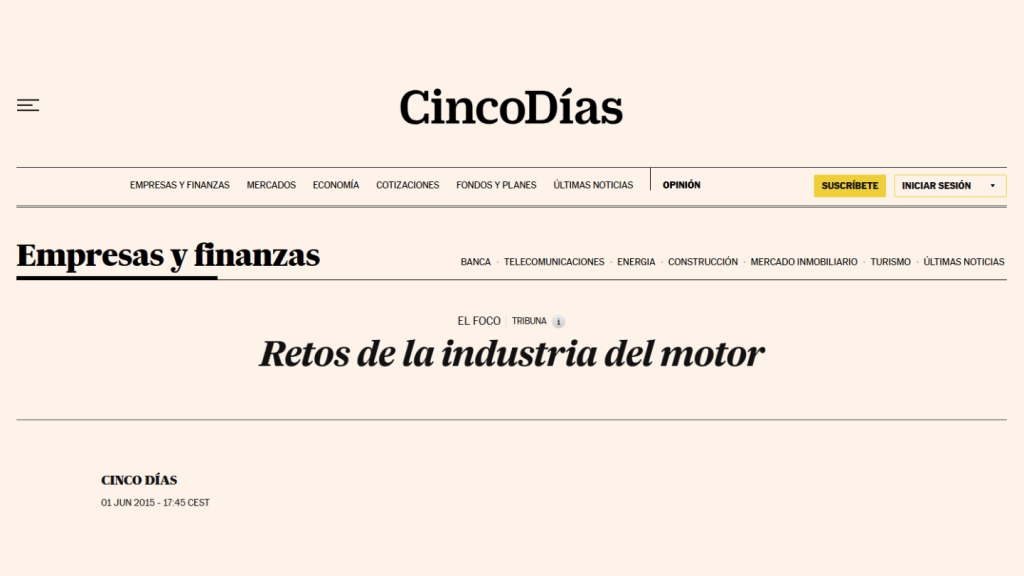 Retos de la indutria del motor, Mario Armero y José Manuel Jiménez (Cinco Días)