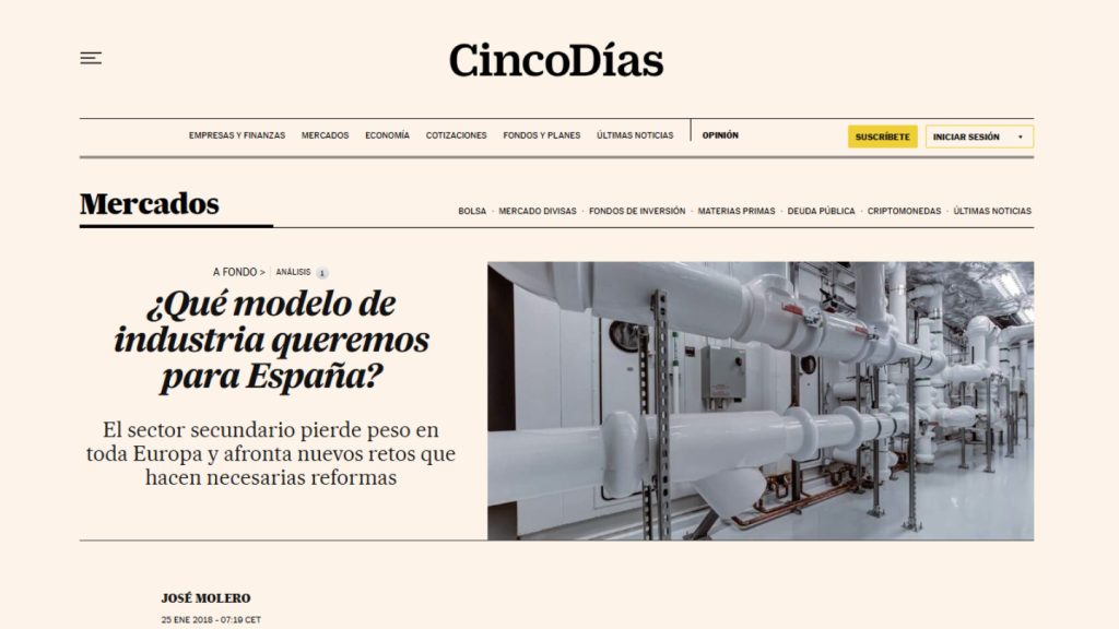 ¿Qué modelo de industria queremos para España?, José Molero (Cinco Días)