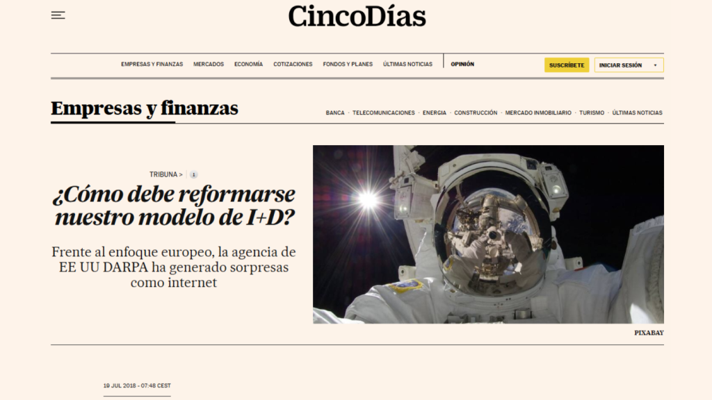 ¿Cómo debe reformarse nuestro modelo de I+D? Vicente Gómez Molinero (Cinco Días)