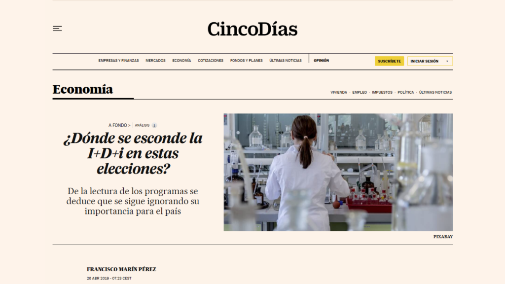 ¿Dónde se esconde la I+D+i en estas elecciones?, Francisco Marín (Cinco Días)