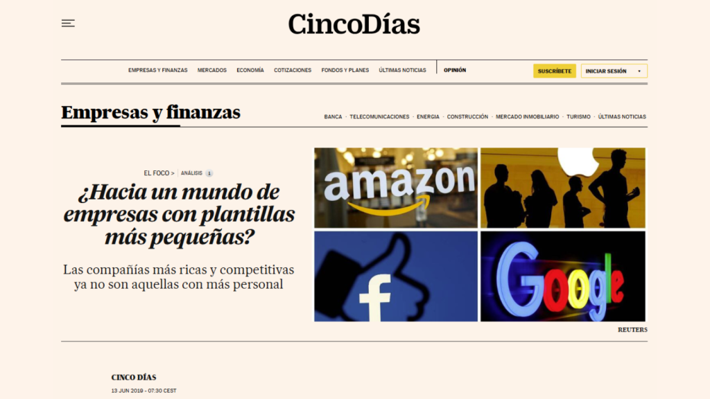 ¿Hacia un mundo de empresas con plantillas más pequeñas? José Valera (Cinco Días)