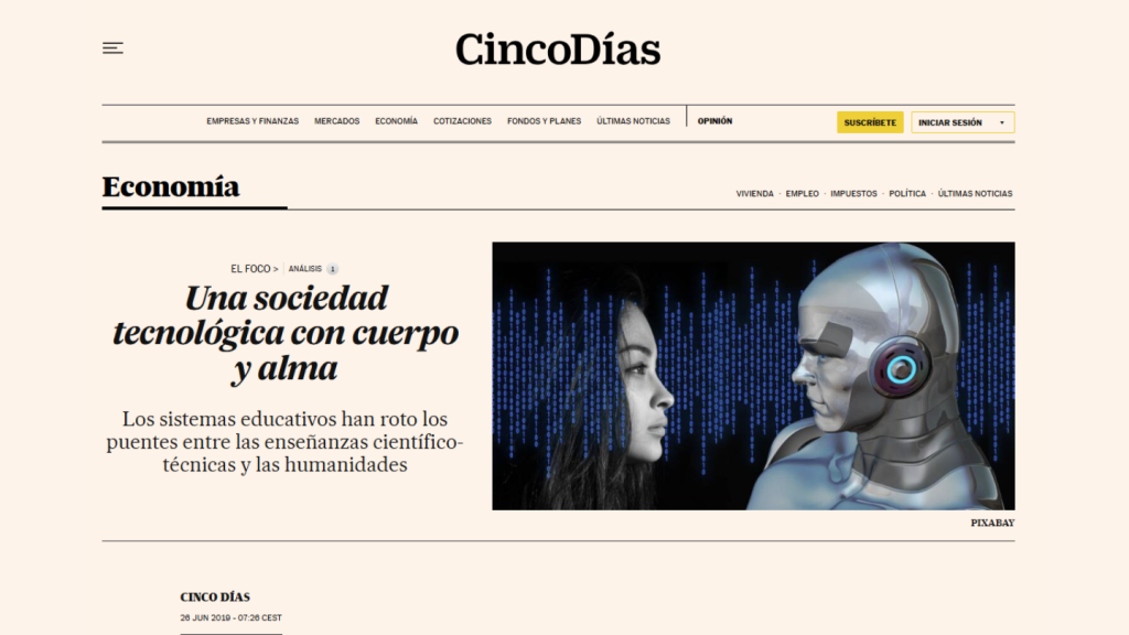 Una sociedad tecnológica con cuerpo y alma, Jesús Rodriguez Cortezo (Cinco Días)