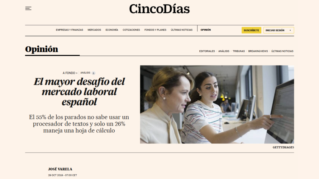 El mayor desafío del mercado laboral español, José Valera (Cinco Días)