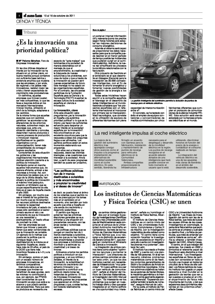 ¿Es la innovación una prioridad política?, Mª Paloma Sánchez (El Nuevo Lunes)