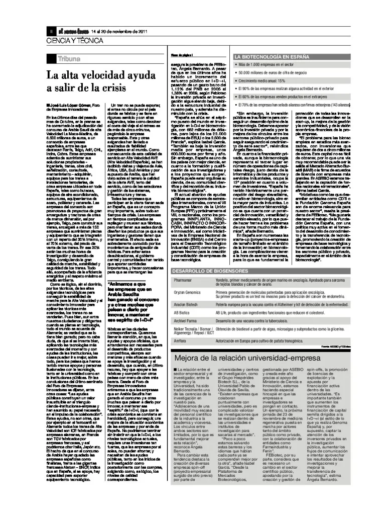 La alta velocidad ayuda a salir de la crisis, José Luis López Gómez (El Nuevo Lunes)