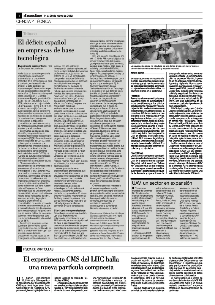 El déficit español en empresas de base tecnológica, José María Insenser Farré (El Nuevo Lunes)