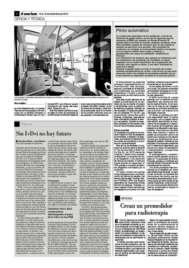 Sin I+D+I no hay futuro, Francisco Marín y José Molero (El Nuevo Lunes)