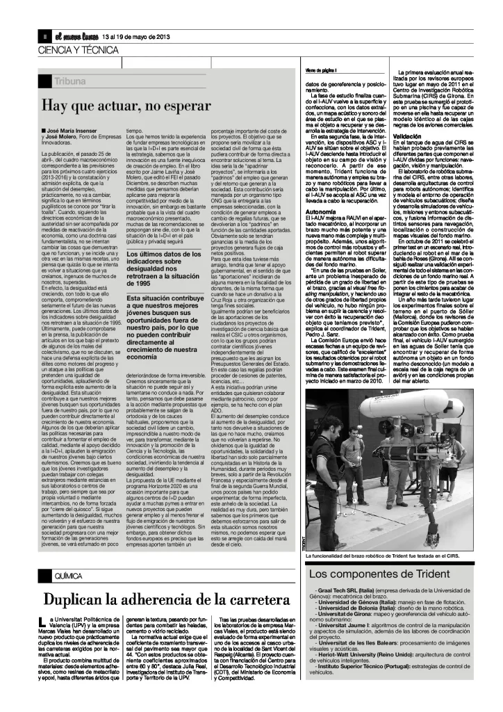 Hay que actuar, no esperar, José Mª Insenser y José Molero (El Nuevo Lunes)