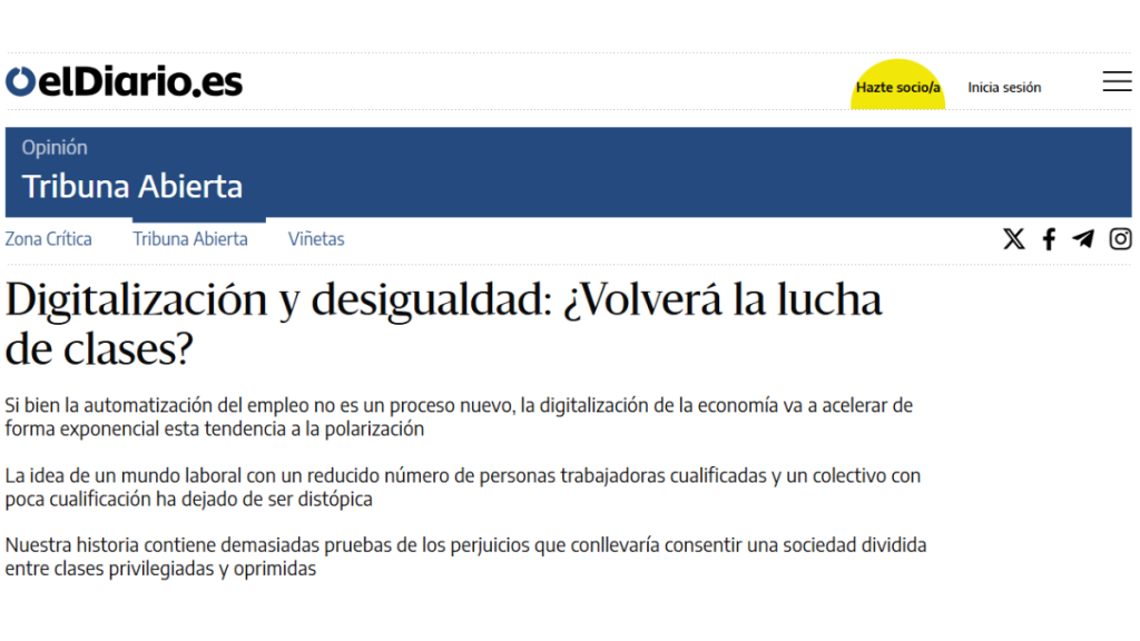 Digitalización y desigualdad: ¿Volverá la lucha de clases?, José Varela (eldiario.es)
