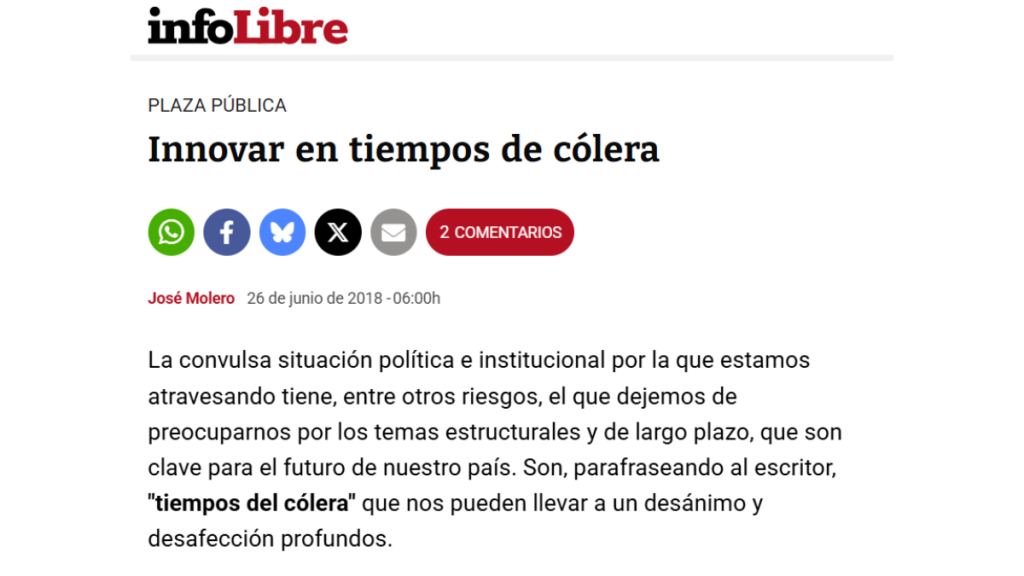 Innovar en tiempos de cólera, José Molero (InfoLibre)